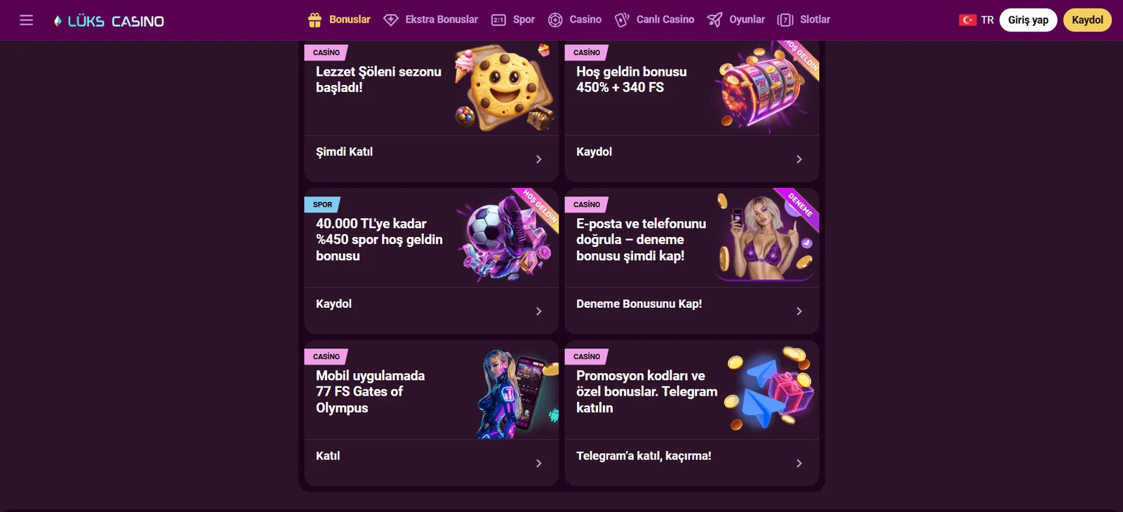 Uygulama ile Bonus ve Promosyonlar Luks Casino